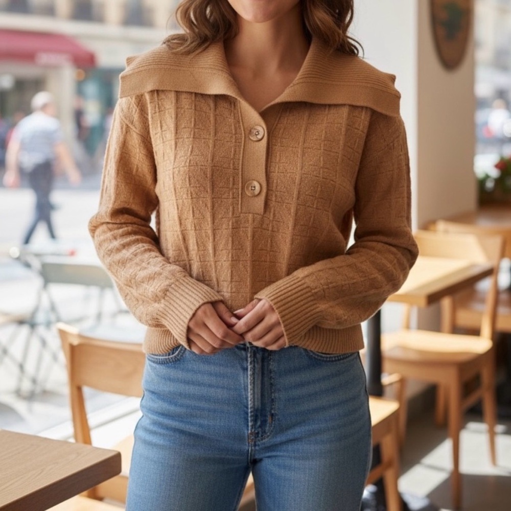 Marc New York Tan Cowl Neck Sweater